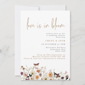 Love is in Bloom Fall Wildflowers Wedding Shower Invitation