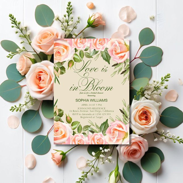 Love is in Bloom Floral Beige Bridal Shower Invitation (Creator Uploaded)