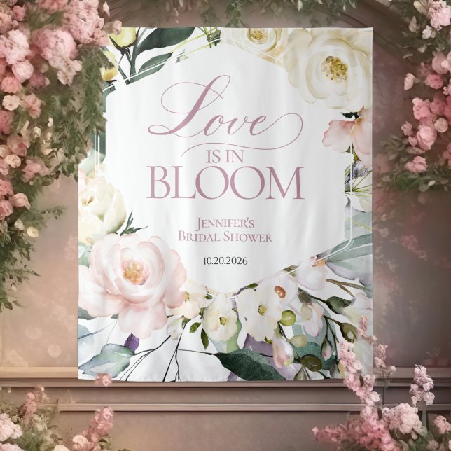 Love is in Bloom | Floral Bridal Shower Backdrops Tapestry (Creator Uploaded)