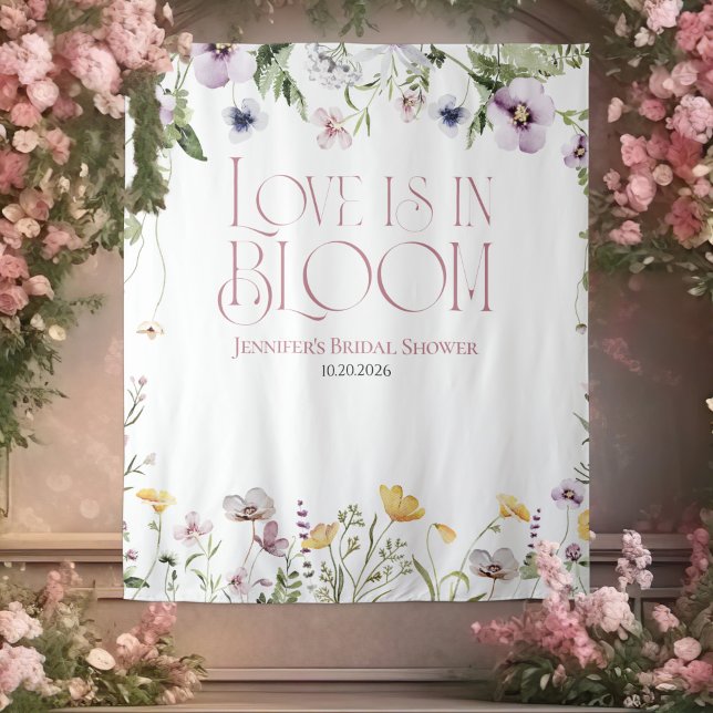 Love is in Bloom | Floral Bridal Shower Backdrops Tapestry (Creator Uploaded)