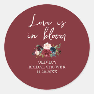 Love is in Bloom Floral Bridal Shower Classic Round Sticker