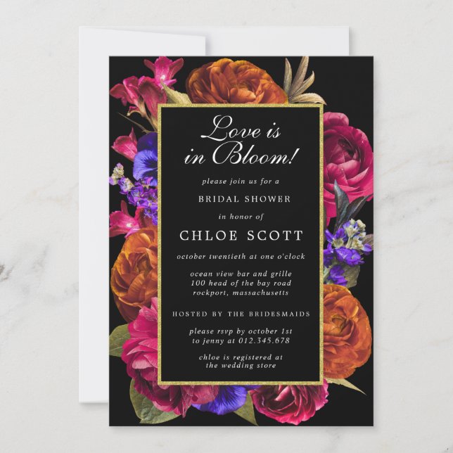 Love is in Bloom Floral Bridal Shower Invitation (Front)