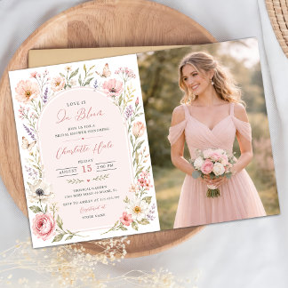 Love Is In Bloom Floral Bridal Shower Photo Invitation
