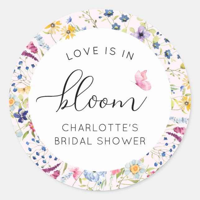 Love is in Bloom Floral  Classic Round Sticker (Front)
