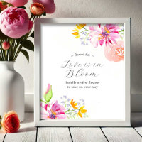 Love is in Bloom Flower Bar Poster Vibrant Pink