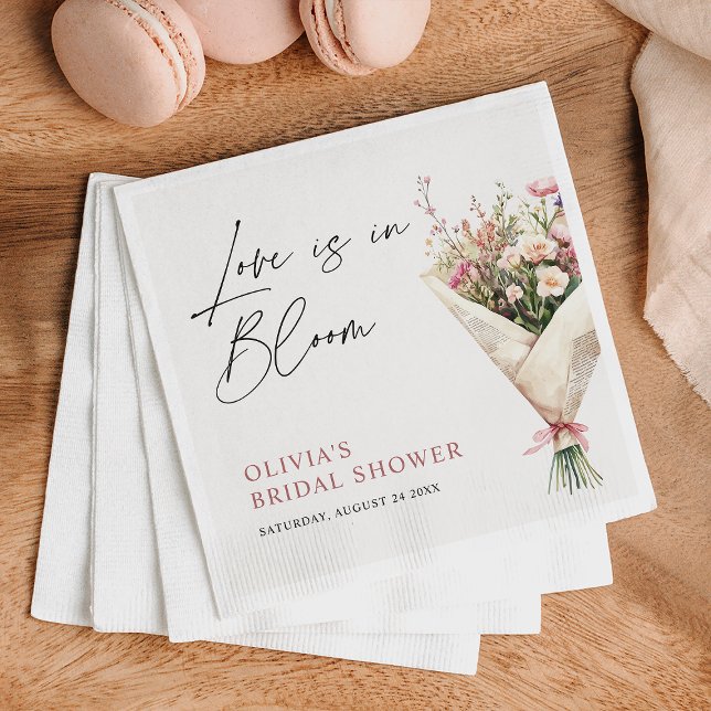 Love is in Bloom Flower Bouquet Bridal Shower  Napkin (Creator Uploaded)