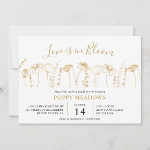 Love is in Bloom Gold Wildflower Bridal Shower Invitation