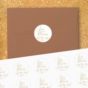 Love is in Bloom Gold Wildflower Sketch Classic Round Sticker