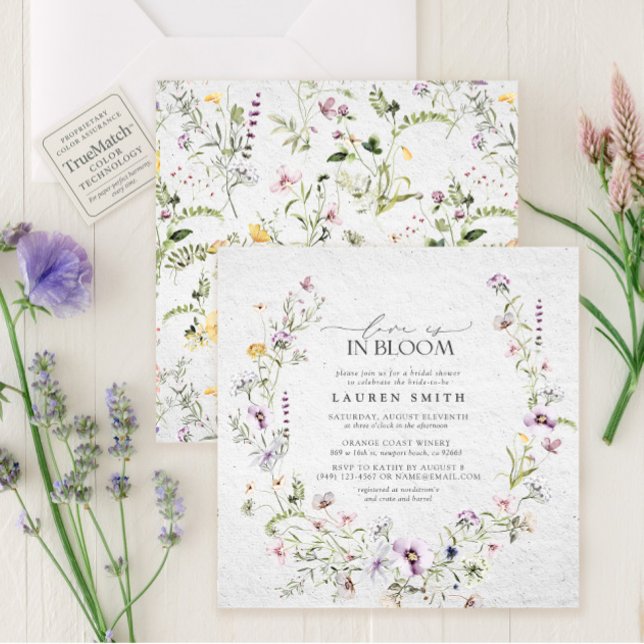 Love Is In Bloom Lavender Wildflower Bridal Shower Invitation (Creator Uploaded)