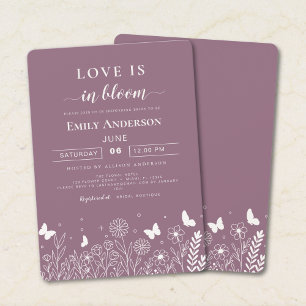 Love Is in Bloom Mauve Bridal Shower Invitation 