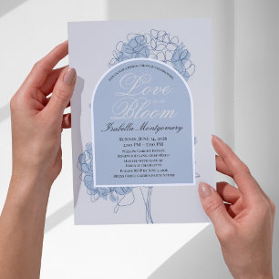 Love Is in Bloom Minimal Line Art Hydrangea Invitation