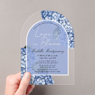 Love Is in Bloom Modern Blue Hydrangea Acrylic Invitations