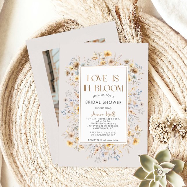  Love Is In Bloom Modern Wildflower Bridal Shower Invitation (Creator Uploaded)
