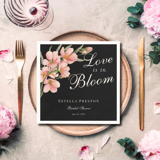 Love is in Bloom Pink Cherry Blossom Bridal Shower Napkin (Creator Uploaded)