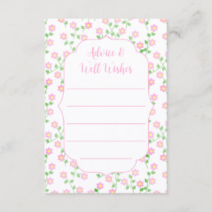 Love Is In Bloom Pink Floral Bridal Shower Advice Card