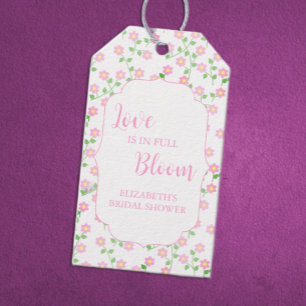 Love Is In Bloom Pink Floral Bridal Shower Gift Tags