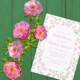 Love Is In Bloom Pink Floral Bridal Shower Invitation