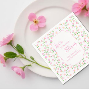 Love Is In Bloom Pink Floral Bridal Shower Napkin