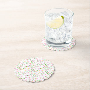 Love Is In Bloom Pink Floral Bridal Shower Paper Coaster