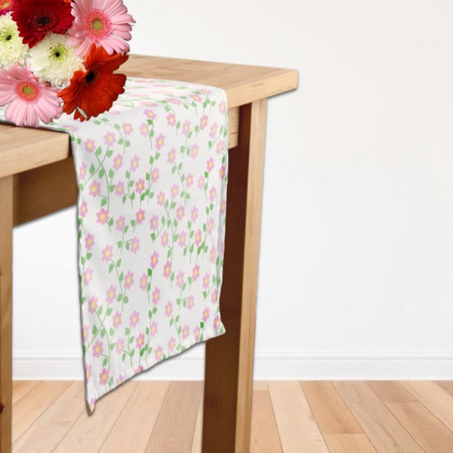 Love Is In Bloom Pink Floral Bridal Shower Short Table Runner (Creator Uploaded)