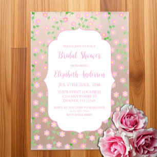 Love Is In Bloom Pink Floral Bridal Shower Vellum Invitations