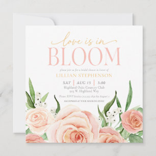 Love Is In Bloom Pink Floral Garden Bridal Shower Invitation