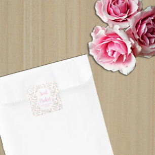 Love Is In Bloom Pink Floral Seed Packet Square Sticker