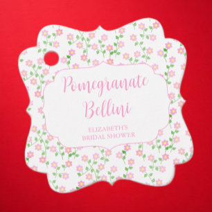 Love Is In Bloom Pink Floral Signature Cocktail Favour Tags