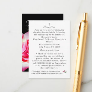 Love is in Bloom Pink Rose Wedding Enclosure Card
