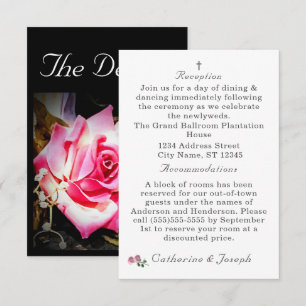 Love is in Bloom Pink Rose Wedding Enclosure Card