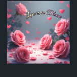 Love is in Bloom Pink Roses Romantic Valentine's  Canvas Print<br><div class="desc">Create a romantic sanctuary with this stunning decorative wall art featuring dreamy pink roses, delicate scattered petals, and floating hearts. The elegant hued script "Love is in Bloom" adds a touch of luxury to this sophisticated floral design. Perfect for Valentine's Day, anniversaries, weddings, bridal showers, or year-round romantic bedroom and...</div>