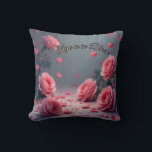 Love is in Bloom Pink Roses Romantic Valentine's  Cushion<br><div class="desc">Create a romantic sanctuary with this stunning decorative pillow featuring dreamy pink roses, delicate scattered petals, and floating hearts. The elegant hued script "Love is in Bloom" adds a touch of luxury to this sophisticated floral design. Perfect for Valentine's Day, anniversaries, weddings, bridal showers, or year-round romantic bedroom and living...</div>