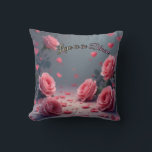Love is in Bloom Pink Roses Romantic Valentine's  Cushion<br><div class="desc">Create a romantic sanctuary with this stunning decorative pillow featuring dreamy pink roses, delicate scattered petals, and floating hearts. The elegant hued script "Love is in Bloom" adds a touch of luxury to this sophisticated floral design. Perfect for Valentine's Day, anniversaries, weddings, bridal showers, or year-round romantic bedroom and living...</div>