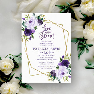 Love Is In Bloom Purple Floral Bridal Shower Invitation