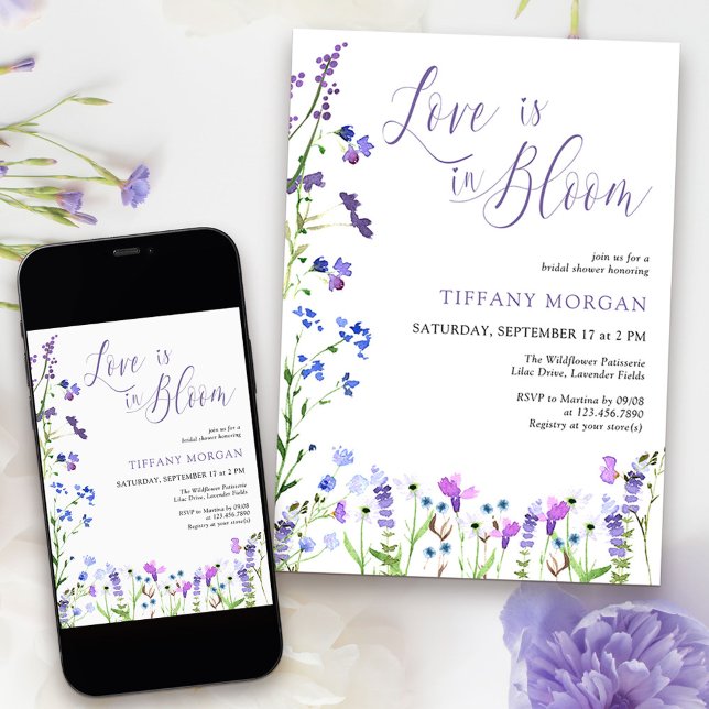 Love is in Bloom Purple Wildflower Bridal Shower Invitation (Love is in Bloom Bridal Shower Invitation from my Purple Wildflower Collection. 
)