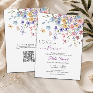 Love is in Bloom QR Code Baby Shower Invitation