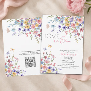 Love is in Bloom QR Code Pink Baby Shower Invitation
