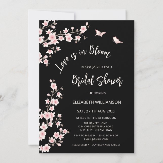 Love Is In Bloom | QR Code Registry Bridal Shower Invitation (Front)