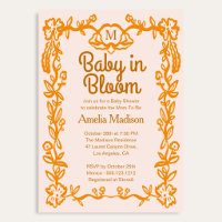 Love is in Bloom Retro Script Floral Baby Shower