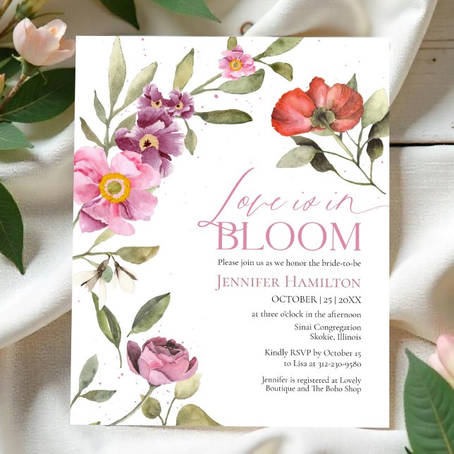 Love is in Bloom Rosey Floral Bridal Shower Invite (Creator Uploaded)