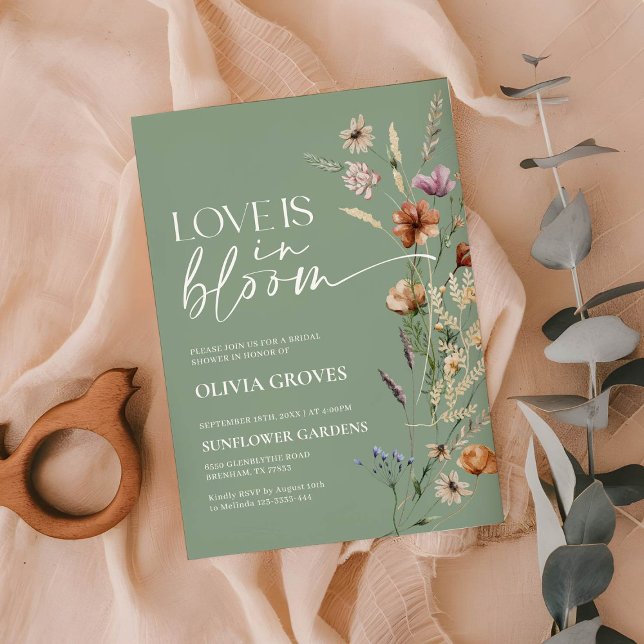 Love is in Bloom Sage Green Bridal Shower  Invitation (Creator Uploaded)
