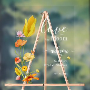 Love is in Bloom Spring Bridal Shower Welcome Acrylic Sign