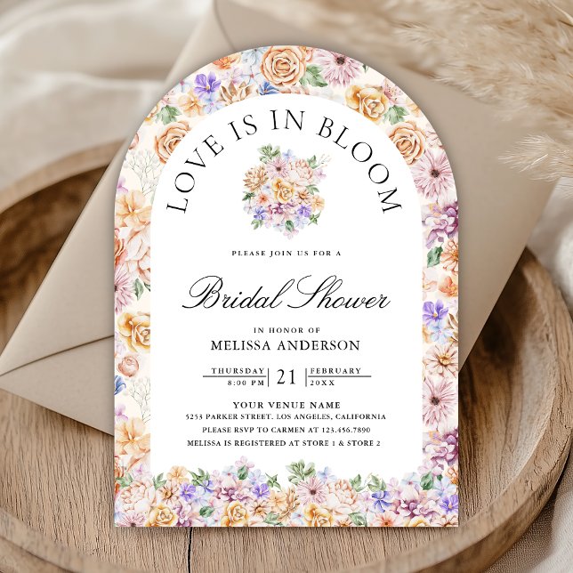 Love is in Bloom Spring Floral Arch Bridal Shower Invitation (Creator Uploaded)