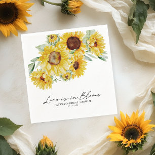 Love Is In Bloom Sunflower Bridal Shower Napkin