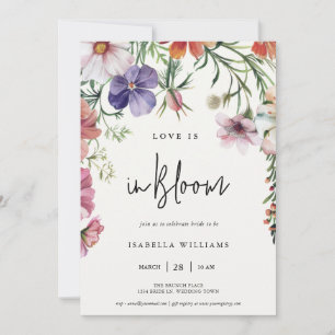 Love is in Bloom Watercolor Floral Bridal Shower Invitation