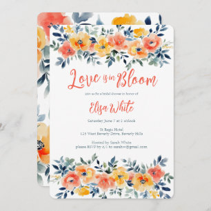 Love is in Bloom Watercolor Floral Bridal Shower Invitation