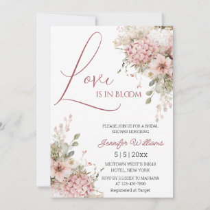 love is in bloom watercolor floral bridal shower  invitation