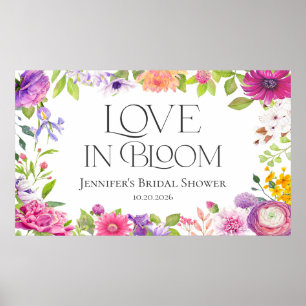 Love is in Bloom Watercolor Floral Bridal Shower Poster