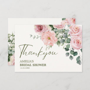 Love is in bloom watercolor Floral Bridal shower Thank You Card