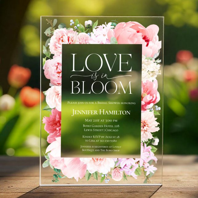 Love is in Bloom | Wild Garden Frame Bridal Shower Acrylic Invitations (Creator Uploaded)